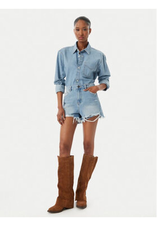 Eleh Szorty jeansowe EL122 Niebieski Regular Fit. Kolor: niebieski. Materiał: bawełna