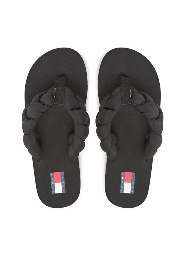 Tommy Jeans Japonki Braided Thong Beach Sandal EN0EN02877 Czarny. Kolor: czarny. Materiał: materiał
