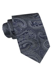 Chattier - Klasyczny Krawat Męski CHATTIER - Granat z Popielem, Wzór. Kolor: niebieski. Materiał: tkanina. Styl: klasyczny #1