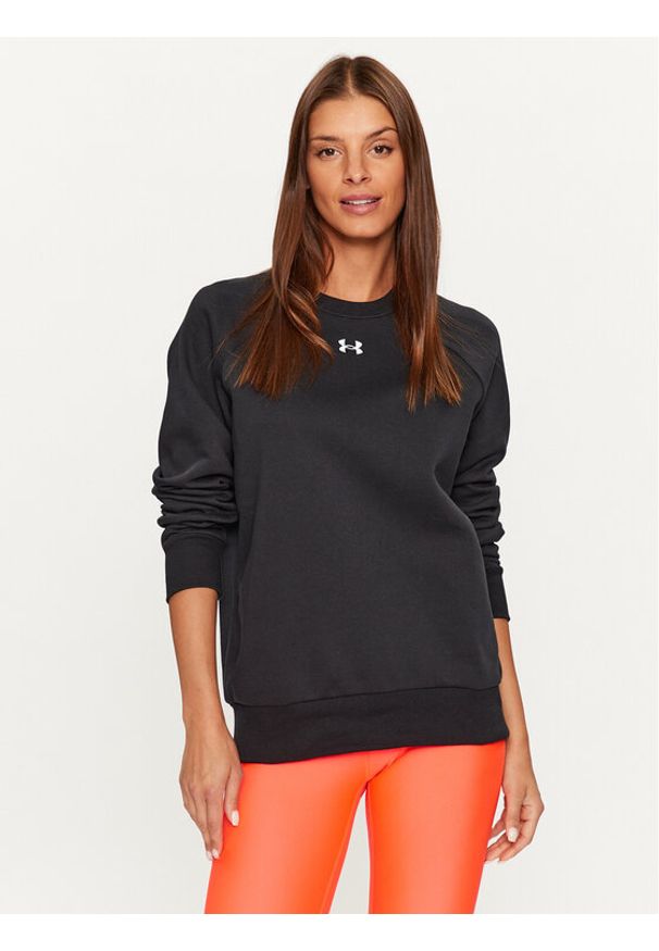 Under Armour Bluza Ua Rival Fleece Crew 1379508 Czarny Loose Fit. Kolor: czarny. Materiał: bawełna