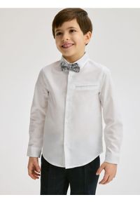 Reserved - Elegancka koszula z muchą - biały. Kolor: biały. Materiał: tkanina, bawełna. Styl: elegancki #1
