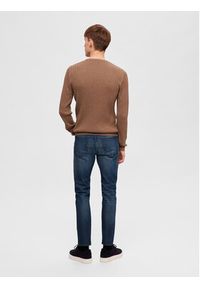 Selected Homme Sweter 16090606 Brązowy Regular Fit. Kolor: brązowy. Materiał: bawełna
