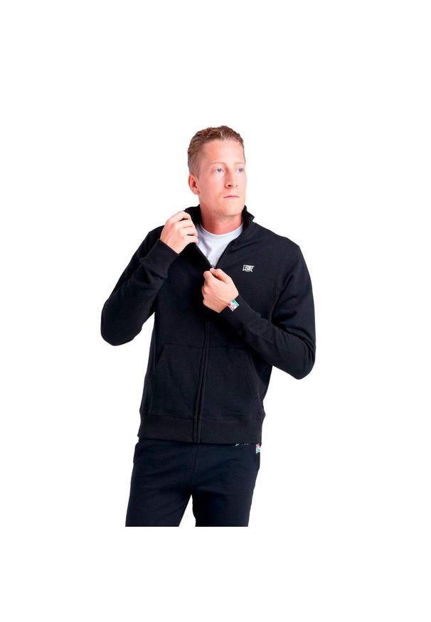 LEONE 1947 APPAREL - Męska bluza Leone ze stójką i zamkiem Basic. Typ kołnierza: kołnierzyk stójkowy. Kolor: czarny. Materiał: tkanina. Sport: fitness