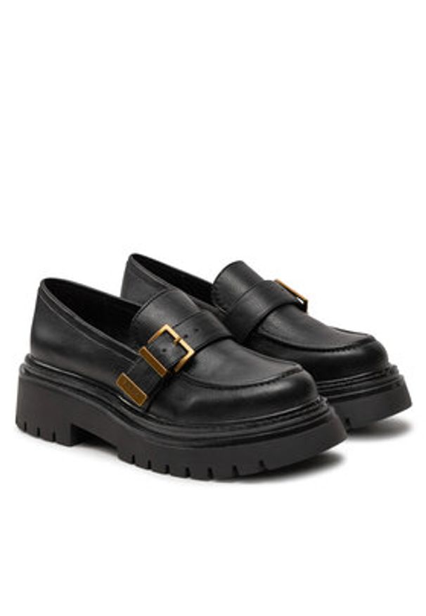 TwinSet - TWINSET Loafersy Mocassino 242TCP044 Czarny. Kolor: czarny. Materiał: skóra