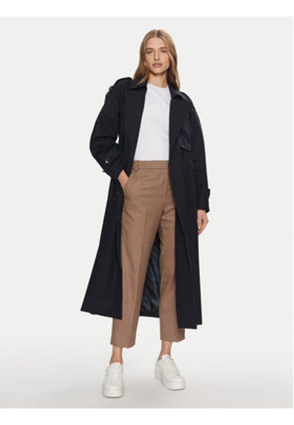 TOMMY HILFIGER - Tommy Hilfiger Trencz WW0WW45918 Granatowy Oversize. Kolor: niebieski. Materiał: bawełna