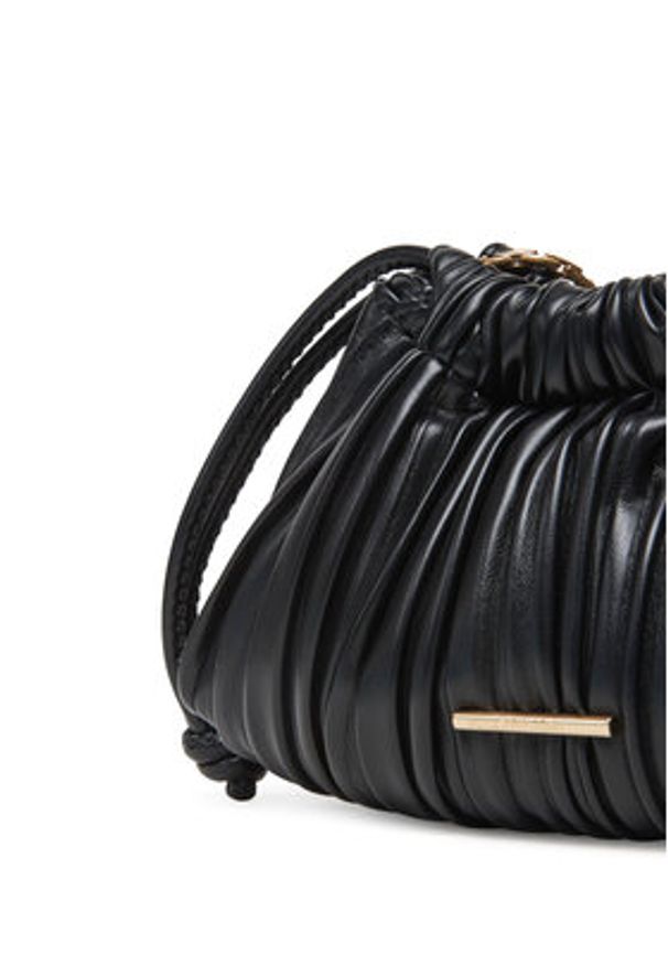 Calvin Klein Torebka Drawstring Plisse Conv Mini Cb P LV04F3077G Czarny. Kolor: czarny. Materiał: skórzane