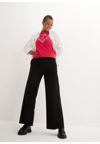 bonprix - Bluzka bawełniana z nadrukiem serca z bawełny organicznej. Kolor: czerwony. Materiał: bawełna. Długość rękawa: krótki rękaw. Długość: krótkie. Wzór: nadruk #2