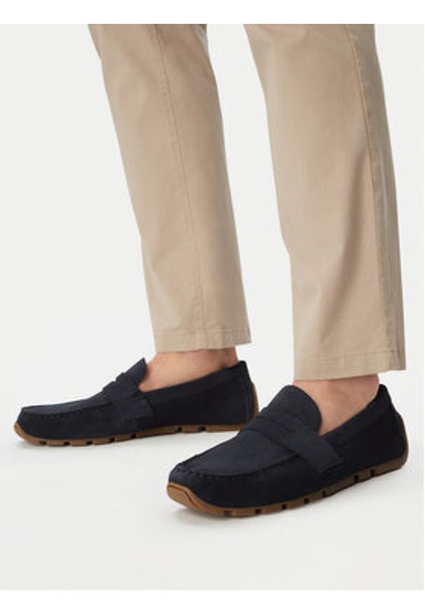 Clarks Mokasyny Corsley Bar 26184514 Granatowy. Kolor: niebieski. Materiał: zamsz, skóra