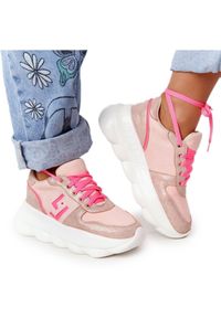 Damskie Sportowe Buty Na Platformie Lu Boo Różowe wielokolorowe. Kolor: różowy, wielokolorowy. Obcas: na platformie