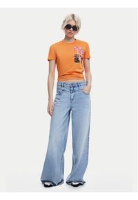 Desigual T-Shirt Botanical 25SWTK48 Pomarańczowy Slim Fit. Kolor: pomarańczowy. Materiał: bawełna #5