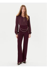 TwinSet - TWINSET Spodnie palazzo 252TP2281 Bordowy Wide Leg. Kolor: czerwony. Materiał: syntetyk #3