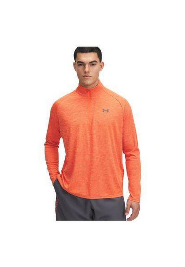 Koszulka męska Under Armour Tech Textured 1/2 Zip. Kolor: wielokolorowy, żółty, pomarańczowy. Sport: bieganie