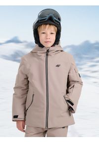 4f - 4F Kurtka snowboardowa membrana 8000 chłopięca - brązowa 152 (11-12 lat). Kolor: brązowy. Materiał: poliester. Sezon: lato #1