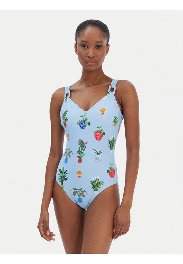 Seafolly Strój kąpielowy Playa Bonita 11098DD287 Błękitny. Kolor: niebieski. Materiał: syntetyk