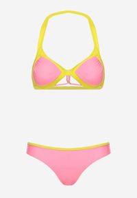 Born2be - Różowe Dwuczęściowe Bikini Biustonosz z Ozdobnym Wiązaniem Majtki Typu Figi Vikirin. Kolor: różowy