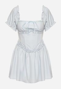 Born2be - Niebieska Sukienka Vices w Rustykalnym Stylu z Gorsetowym Wiązaniem Tolaviela. Okazja: na spacer, na imprezę. Typ kołnierza: dekolt gorset. Kolor: niebieski. Materiał: jeans. Wzór: aplikacja. Typ sukienki: gorsetowe. Styl: elegancki #6