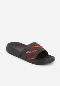 Born2be - Czarne Klapki Basenowe na Grubej Podeszwie z Tłoczonymi Paskami i Napisem Menimisia. Okazja: na co dzień. Kolor: czarny. Wzór: napisy. Sezon: lato. Styl: wakacyjny, casual, klasyczny, sportowy #5