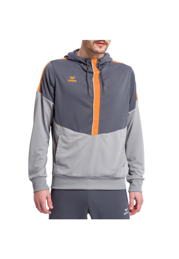 ERIMA - Hoodie Erima Squad. Typ kołnierza: kaptur. Kolor: wielokolorowy, szary, pomarańczowy. Sport: fitness, piłka ręczna