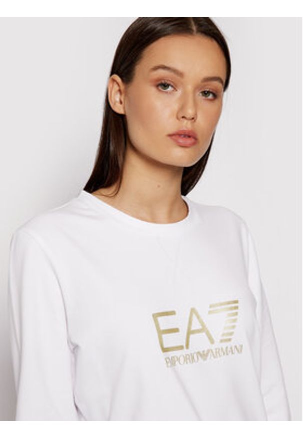 EA7 Emporio Armani Bluza 8NTM35 TJCQZ 0101 Biały Regular Fit. Kolor: biały. Materiał: bawełna