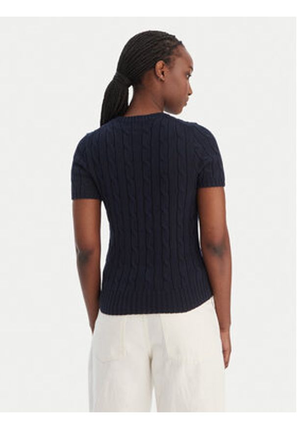 Polo Ralph Lauren Sweter 211971873006 Granatowy Slim Fit. Typ kołnierza: polo. Kolor: niebieski. Materiał: bawełna