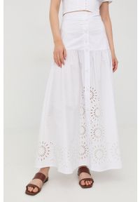 Marciano Guess spódnica bawełniana kolor biały maxi rozkloszowana. Kolor: biały. Materiał: bawełna #3