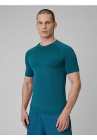 4f - 4F Koszulka treningowa slim bezszwowa męska - granatowa L/XL. Kolor: niebieski. Materiał: skóra. Długość rękawa: raglanowy rękaw. Długość: długie. Sport: fitness #1