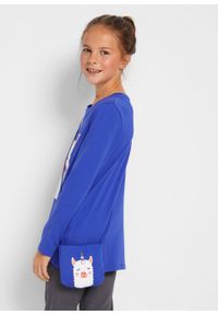 Shirt dziewczęcy z połyskiem + torebka (2 części), bawełna organiczna bonprix szafirowy. Kolor: niebieski. Materiał: materiał, bawełna. Długość rękawa: długi rękaw. Długość: długie. Wzór: nadruk #3