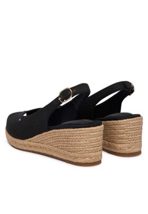 TOMMY HILFIGER - Tommy Hilfiger Espadryle Mid Wedge Espad Slingback FW0FW09228 Czarny. Kolor: czarny. Materiał: materiał