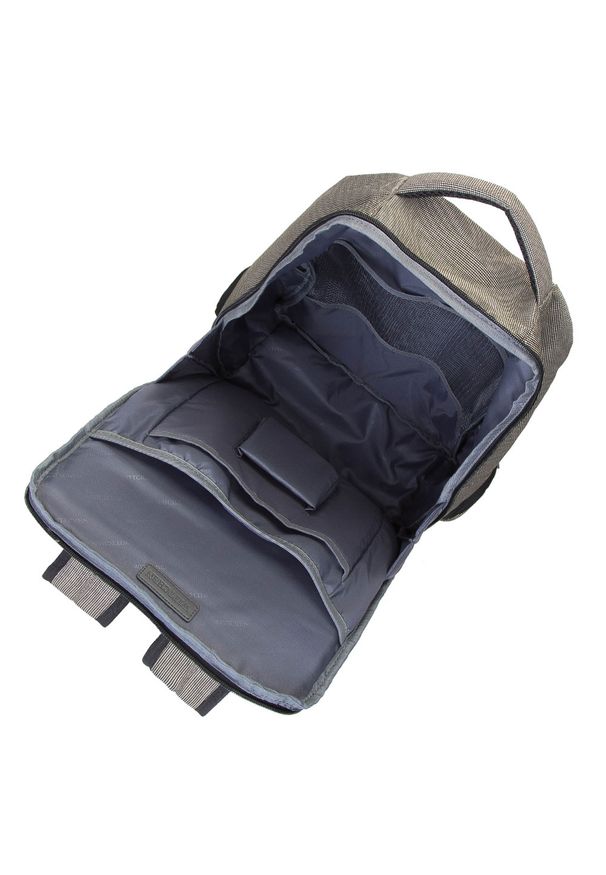 Wittchen - Męski plecak na laptopa 15,6” z boczną kieszenią. Kolor: wielokolorowy, beżowy, czarny. Materiał: poliester. Styl: klasyczny, casual
