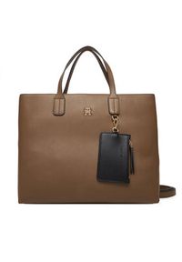 TOMMY HILFIGER - Tommy Hilfiger Torebka Th Icon Satchel AW0AW18122 Brązowy. Kolor: brązowy. Materiał: skórzane #6