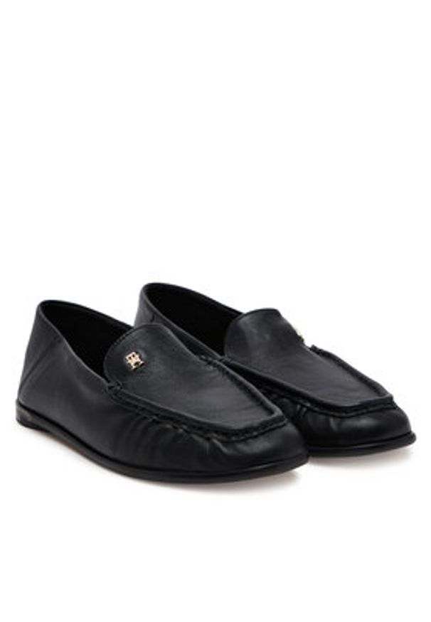 TOMMY HILFIGER - Tommy Hilfiger Półbuty Soft Leather Squared Toe Loafer FW0FW08412 Czarny. Kolor: czarny. Materiał: skóra