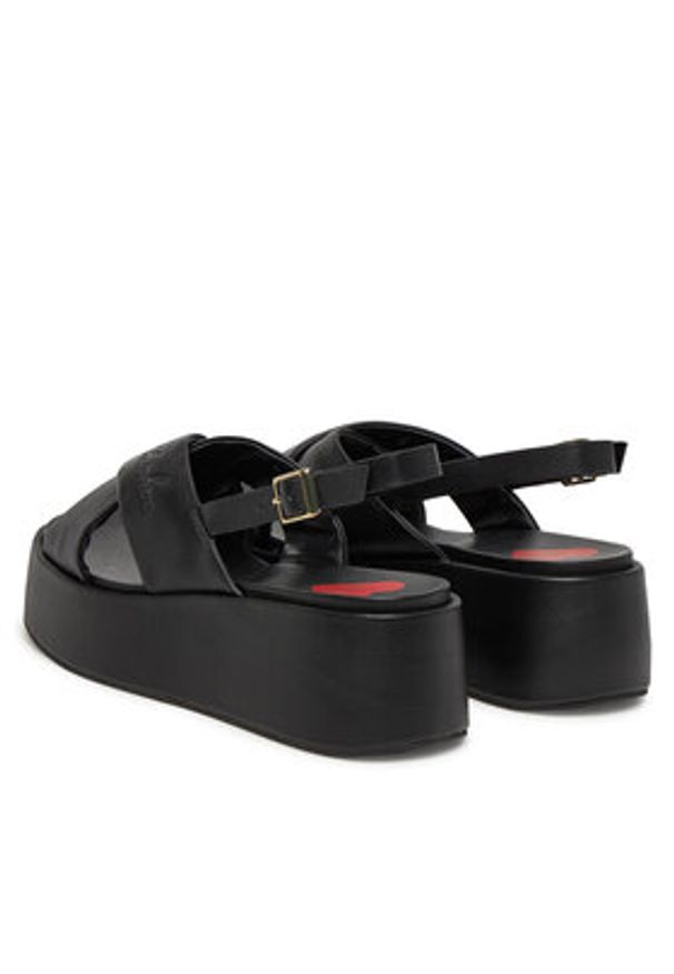 Love Moschino - LOVE MOSCHINO Sandały JA16187I0MIA0000 Czarny. Kolor: czarny. Materiał: skóra