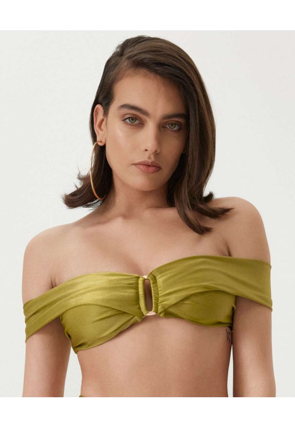 NOIRE SWIMWEAR - Top od bikini Peridot Papillon. Kolor: żółty. Materiał: tkanina, materiał