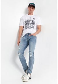 Philipp Plein - T-shirt męski PHILIPP PLEIN. Materiał: prążkowany. Długość rękawa: krótki rękaw. Długość: krótkie. Wzór: nadruk, aplikacja