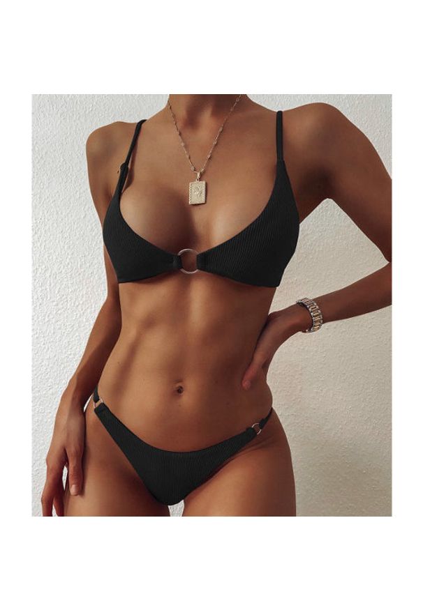 Intica - Bikini z ozdobnymi kółeczkami regulowane na lato Mareike. Kolor: pomarańczowy. Materiał: materiał