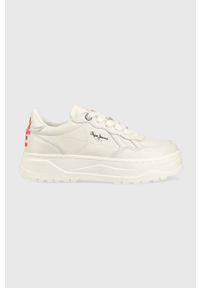 Pepe Jeans sneakersy skórzane KORE kolor biały PLS31473. Nosek buta: okrągły. Zapięcie: sznurówki. Kolor: biały. Materiał: skóra. Obcas: na platformie #1