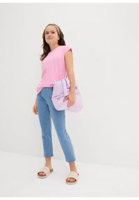 bonprix - T-shirt z czystej bawełny organicznej. Kolor: różowy. Materiał: bawełna. Długość rękawa: krótki rękaw. Długość: krótkie. Wzór: gładki #2