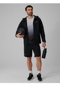 4f - 4F Bluza treningowa regular z kapturem męska - czarna L. Typ kołnierza: kaptur. Kolor: czarny. Długość rękawa: raglanowy rękaw #2