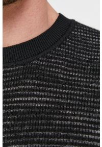 Sisley - Sweter z domieszką wełny. Kolor: czarny. Materiał: wełna. Długość rękawa: długi rękaw. Długość: długie. Wzór: ze splotem #4