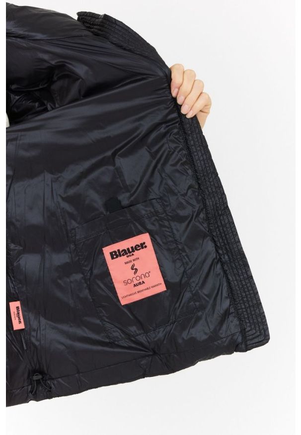 Blauer USA - BLAUER Czarna puchowa kurtka damska Joy, Rozmiar L. Kolor: czarny. Materiał: puch
