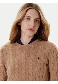 Polo Ralph Lauren Sweter 211971865002 Beżowy Slim Fit. Typ kołnierza: polo. Kolor: beżowy. Materiał: wełna