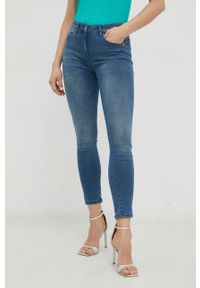 Patrizia Pepe jeansy damskie medium waist. Kolor: niebieski #1