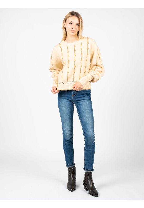 Silvian Heach Sweter "Kuina" | PGA22187 | Kobieta | Beżowy, Kremowy. Kolor: beżowy, kremowy, wielokolorowy. Materiał: akryl, poliester, wełna, nylon. Długość: krótkie. Wzór: aplikacja