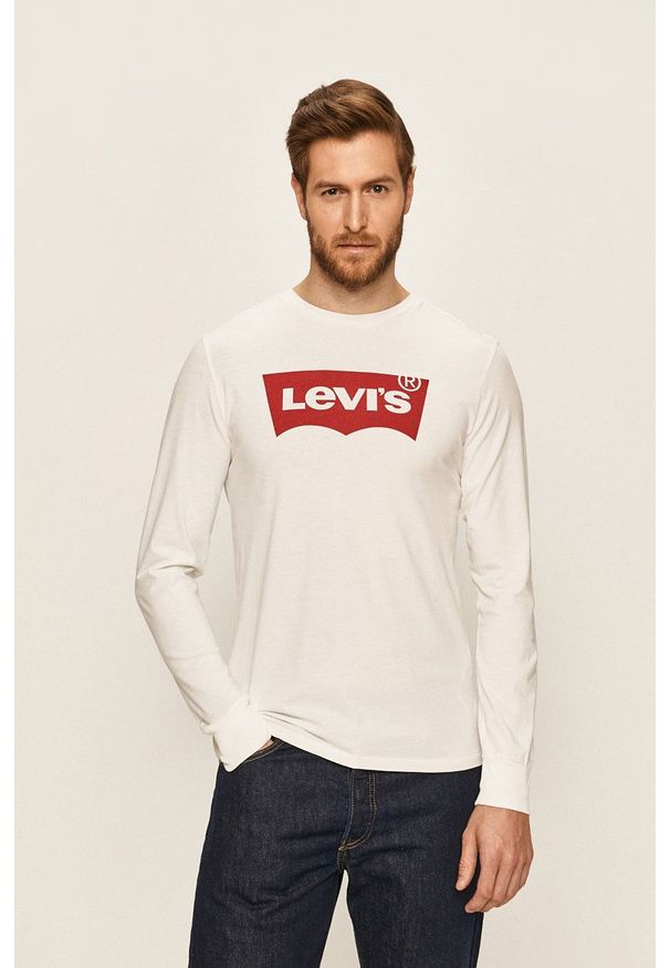 Levi's® - Levi's - Longsleeve 36015.0010-0010. Okazja: na spotkanie biznesowe, na co dzień. Kolor: biały. Materiał: dzianina. Długość rękawa: długi rękaw. Wzór: nadruk. Styl: biznesowy, casual