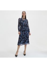 Reserved - Wzorzysta sukienka - Granatowy. Kolor: niebieski #1