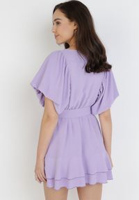 Born2be - Liliowa Sukienka Zelinoe. Kolor: fioletowy. Materiał: materiał. Typ sukienki: koszulowe. Długość: mini #6