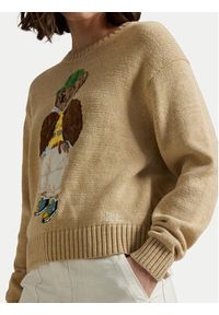 Polo Ralph Lauren Sweter 211972121001 Beżowy Relaxed Fit. Typ kołnierza: polo. Kolor: beżowy. Materiał: bawełna #5