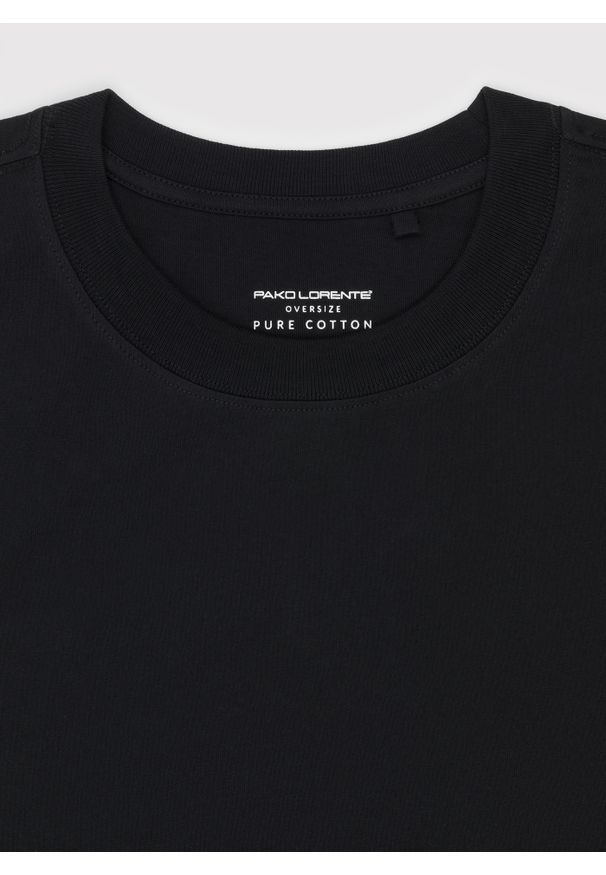 Pako Lorente - PAKO LORENTE – Czarny męski t-shirt basic. Okazja: na co dzień. Kolor: biały, czarny. Materiał: bawełna. Styl: casual