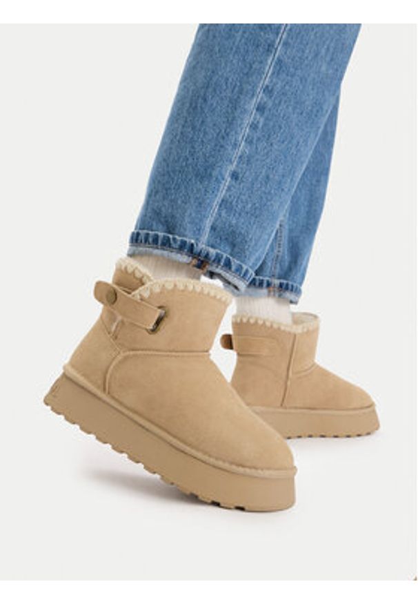 Badura Śniegowce EO-ANGELA-TS6296-01 Beżowy. Kolor: beżowy. Materiał: skóra, zamsz