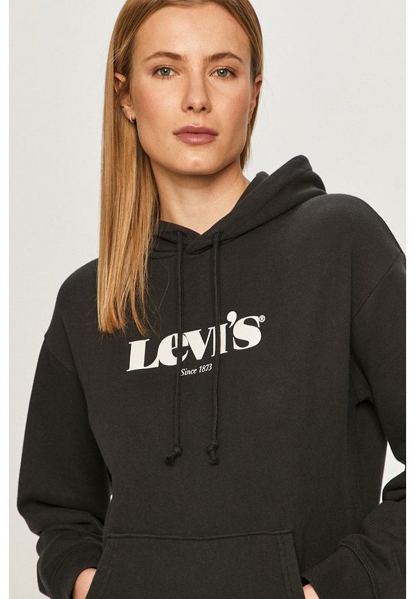 Levi's® - Levi's - Bluza bawełniana. Okazja: na spotkanie biznesowe. Kolor: czarny. Materiał: bawełna. Długość rękawa: długi rękaw. Długość: długie. Wzór: nadruk. Styl: biznesowy